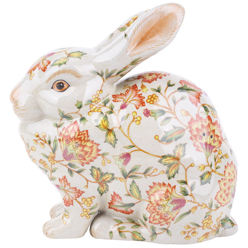 Декоративная статуэтка Porcelain Hare Statuette Белый Мульти Оранжевый Зеленый в Новосибирске | Loft Concept 