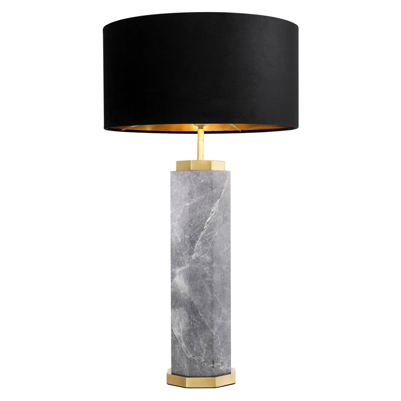 Настольная лампа Eichholtz Table Lamp Newman Grey Латунь Античная полированная Серый Черный в Новосибирске | Loft Concept 