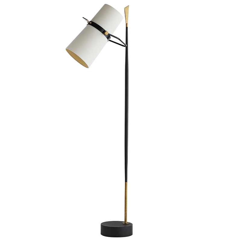 Торшер Arteriors YASMIN FLOOR LAMP Латунь Белый Черный в Новосибирске | Loft Concept 