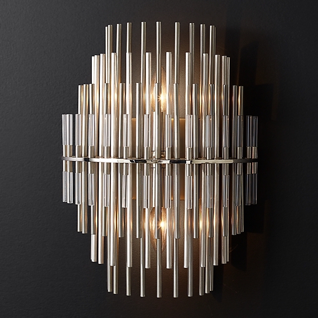 Бра Restoration Hardware Emile Sconce Chrome Прозрачный Латунь Античная полированная Оловянный в Новосибирске | Loft Concept 