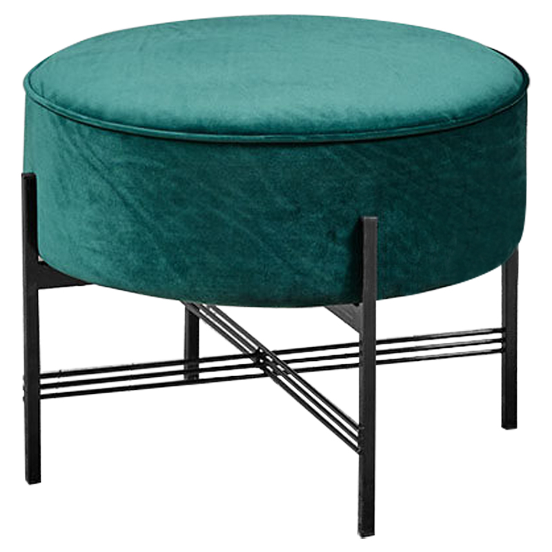 Пуф изумрудного цвета велюровый Sanjay Velour Pouf Emerald Изумрудный Черный в Новосибирске | Loft Concept 