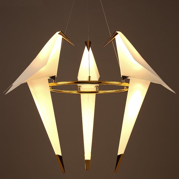 Люстра Origami Bird Chandelier 3 Бежево-серый Золотой в Новосибирске | Loft Concept 