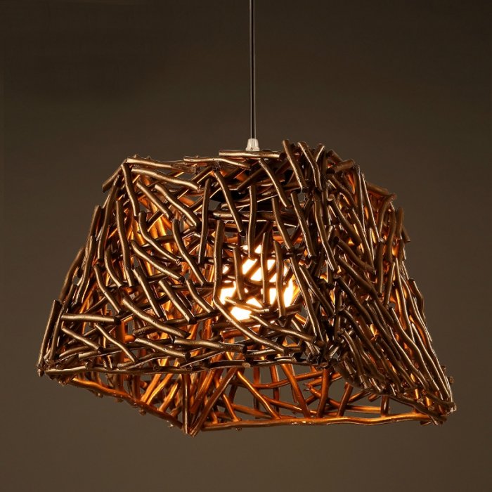 Подвесной светильник Old Wicker Pendant Cub Коричневый в Новосибирске | Loft Concept 