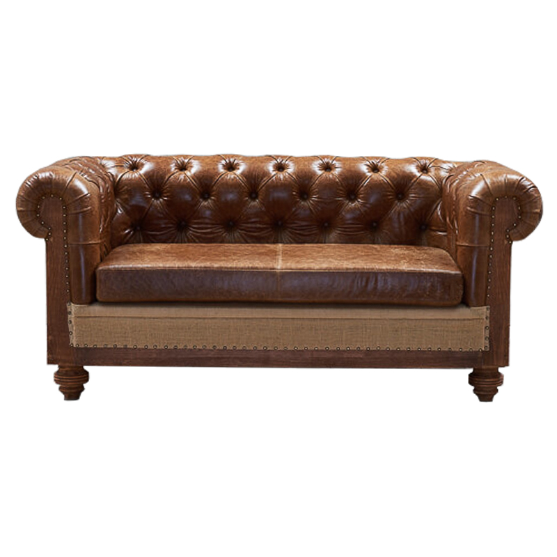 Диван Deconstructed Chesterfield Sofa double Brown leather Коричневый ivory ( слоновая кость ) в Новосибирске | Loft Concept 