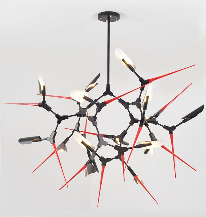 Люстра Red Spikes Chandelier 16 Черный Красный в Новосибирске | Loft Concept 