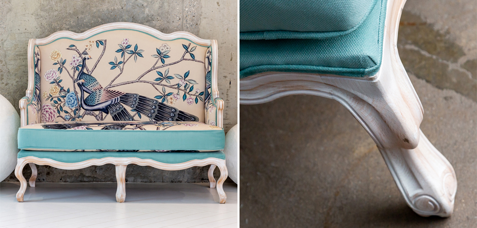 Двухместный диван с синими павлинами Emperor