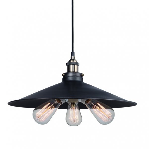 Подвесной светильник 20th C. Factory Filament Metal Triple Pendant Black Черный в Новосибирске | Loft Concept 