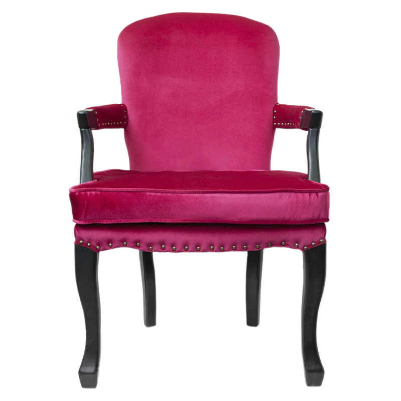 Кресло Aubrey Classical Armchair rose velour Малиновый (Crimson) Черный в Новосибирске | Loft Concept 