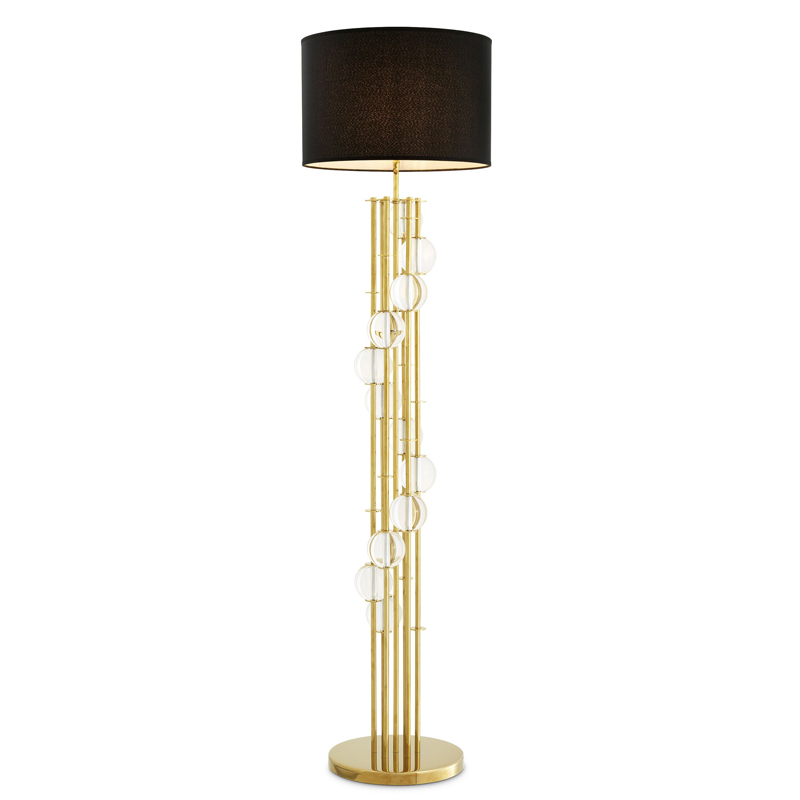 Торшер Eichholtz Floor Lamp Lorenzo Gold & black Глянцевое золото Черный Прозрачный в Новосибирске | Loft Concept 