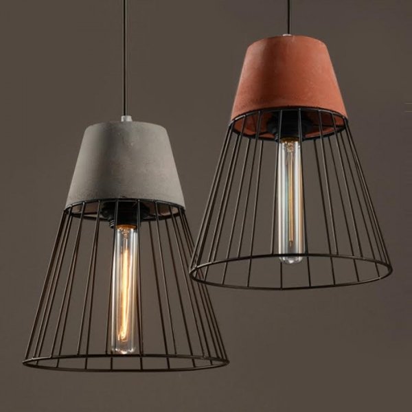 Подвесной светильник Cement Droplight Pendant Light cone Серый Красный Черный в Новосибирске | Loft Concept 