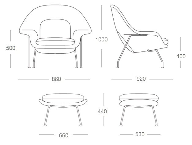 Кресло Womb Chair and Ottoman в Новосибирске