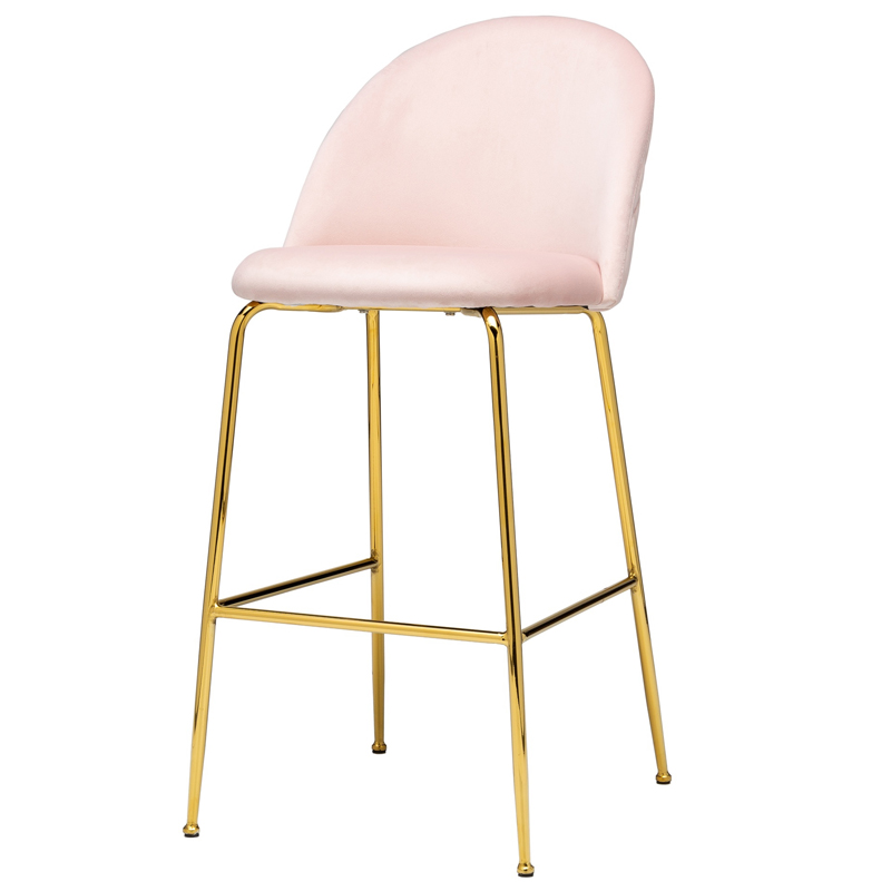 Барный стул Vendramin Bar Stool pink Розовый пастельный Глянцевое золото в Новосибирске | Loft Concept 