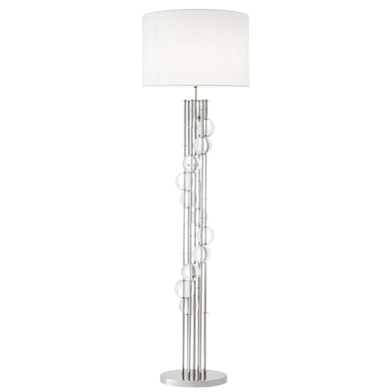 Торшер Eichholtz Floor Lamp Lorenzo Nickel & white Никель Белый Прозрачный в Новосибирске | Loft Concept 