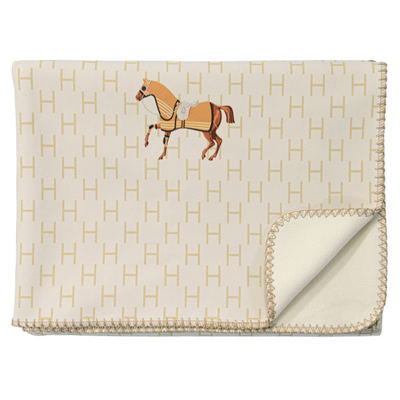 Плед Hermes Pattern Horse Plaid Бежевый Коричневый в Новосибирске | Loft Concept 