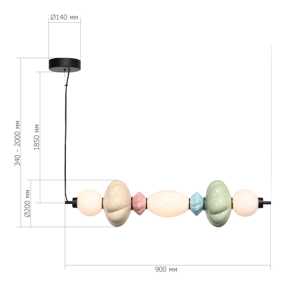 Подвесной светильник линейный с керамическими элементами 24W LED Fragrant Light в Новосибирске