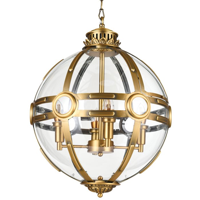 Люстра Eichholtz Lantern Hagerty Brass Прозрачное Стекло Латунь в Новосибирске | Loft Concept 