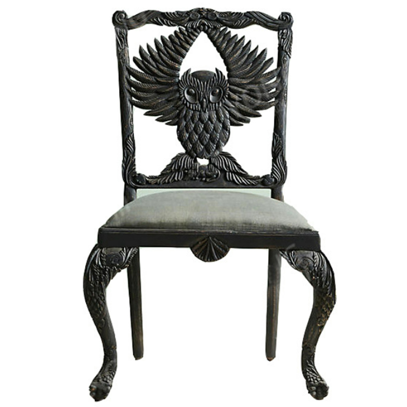 Стул Handcarved Menagerie Owl Dining Chair Черный Черный в Новосибирске | Loft Concept 