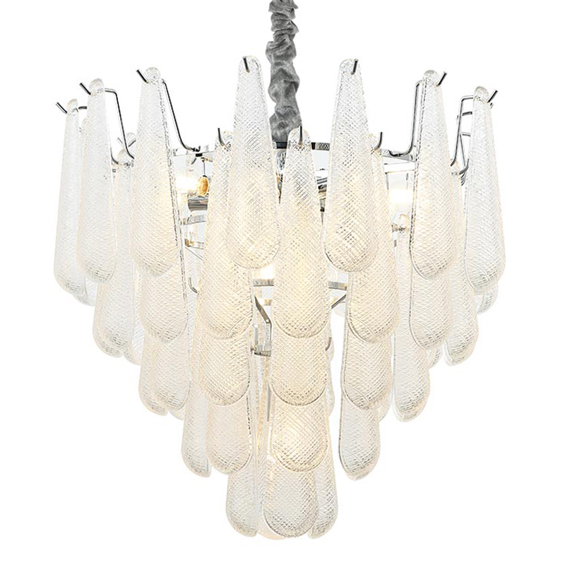 Люстра Textured Glass Drops Chandelier 13 Хром Белый в Новосибирске | Loft Concept 