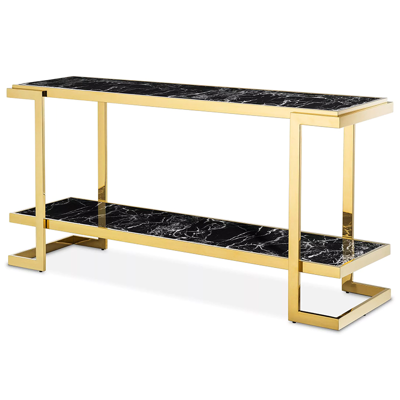 Консоль Eichholtz Console Table Senato Черный Мрамор Nero Глянцевое золото в Новосибирске | Loft Concept 