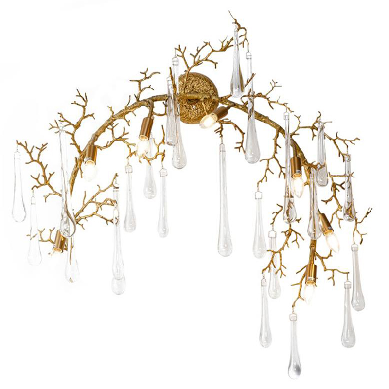 Бра Droplet Branch Gold Wall Lamp Золотой Прозрачное Стекло в Новосибирске | Loft Concept 