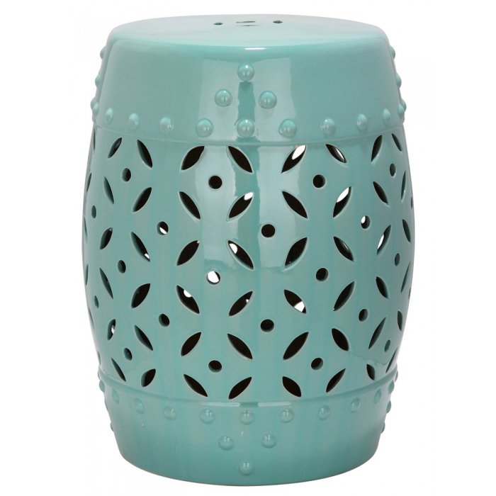 Керамический табурет Coin Lattice Garden Stool - Light Blue Голубой пастельный в Новосибирске | Loft Concept 