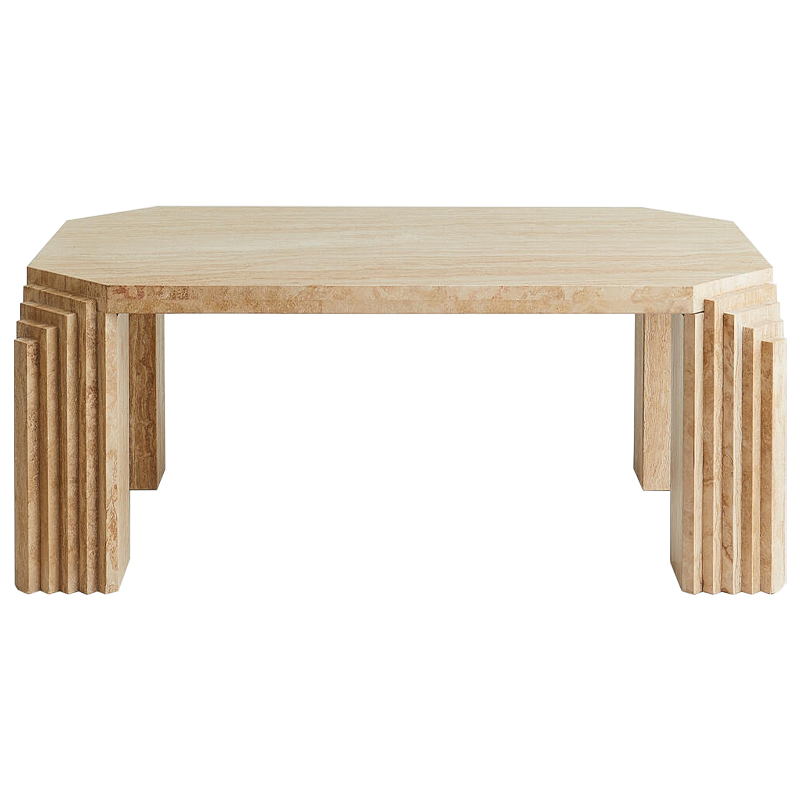 Кофейный стол Caleb Travertine Coffee Table Бежевый Коричневый в Новосибирске | Loft Concept 