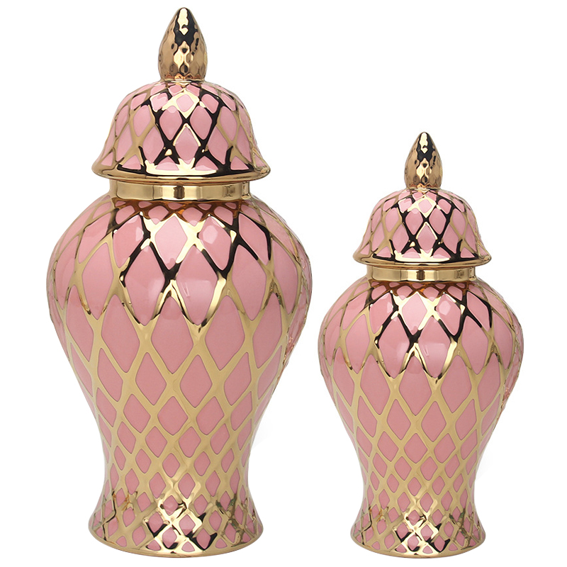 Ваза с крышкой Gold Ornament Pink Vase Розовый Золотой в Новосибирске | Loft Concept 