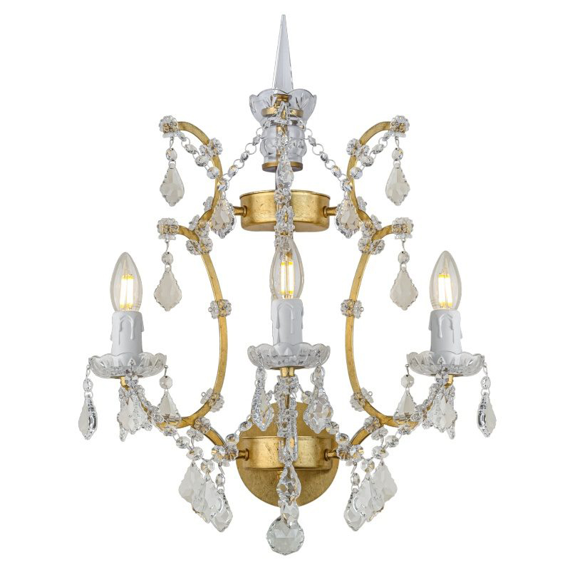 Бра 19th c. Rococo IRON & CLEAR CRYSTAL Gold Wall Lamp Золотой Прозрачное Стекло в Новосибирске | Loft Concept 