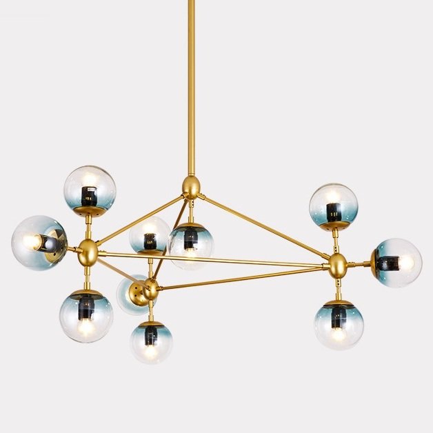 Люстра Modo Chandelier Globes Blue Ambre Gold Золотой в Новосибирске | Loft Concept 