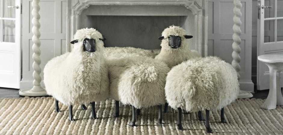 Пуф Овечка Sheep Bench  White Moutons de laine - фото №4