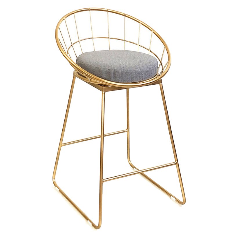 Барный стул Iron bar chair Golden Глянцевое золото Серый в Новосибирске | Loft Concept 