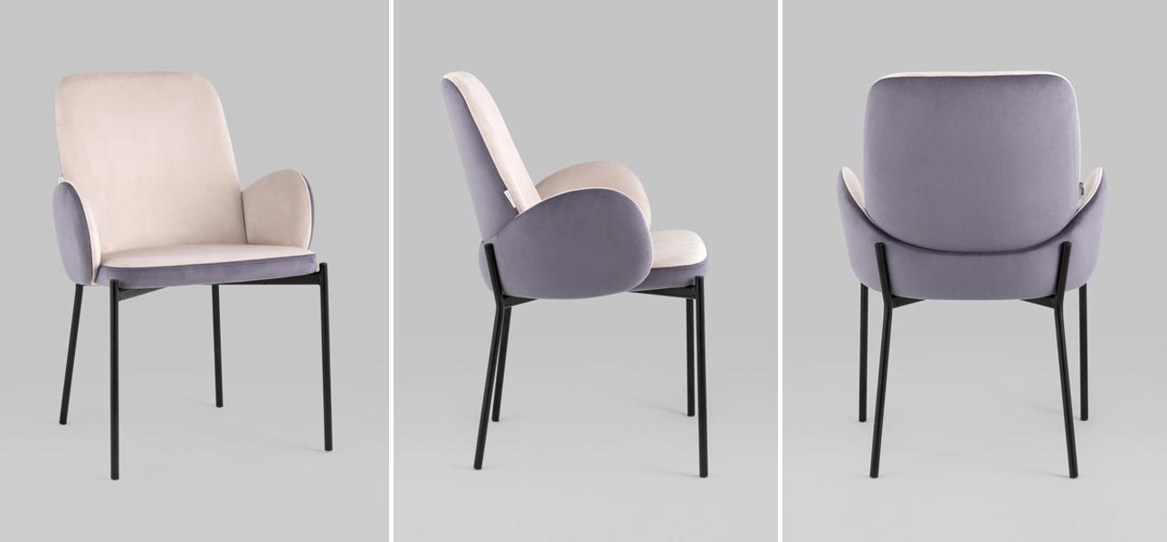 Стул Stanley Розовый Велюр Сиреневая спинка - фото