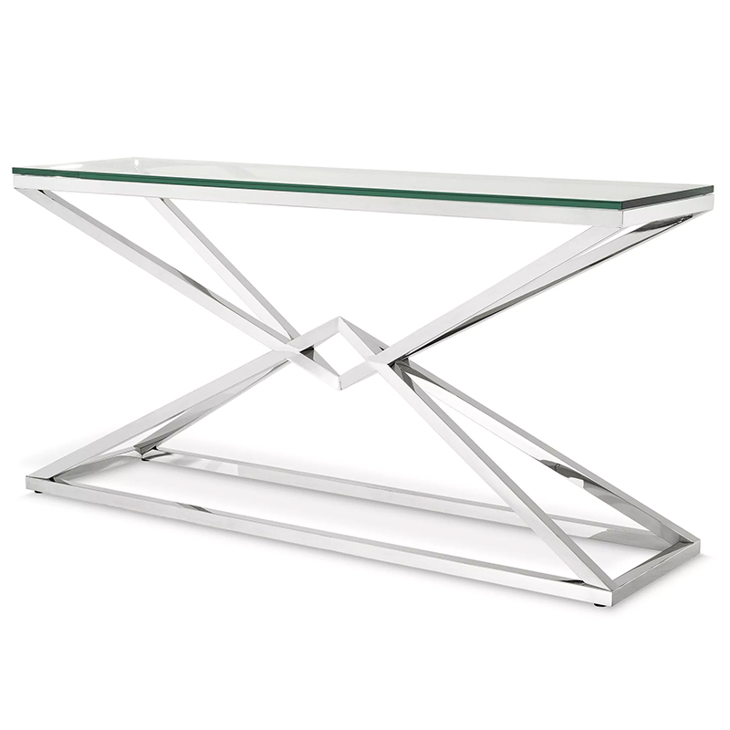 Консоль Eichholtz Console Table Connor L Chrome Хром Прозрачное Стекло в Новосибирске | Loft Concept 