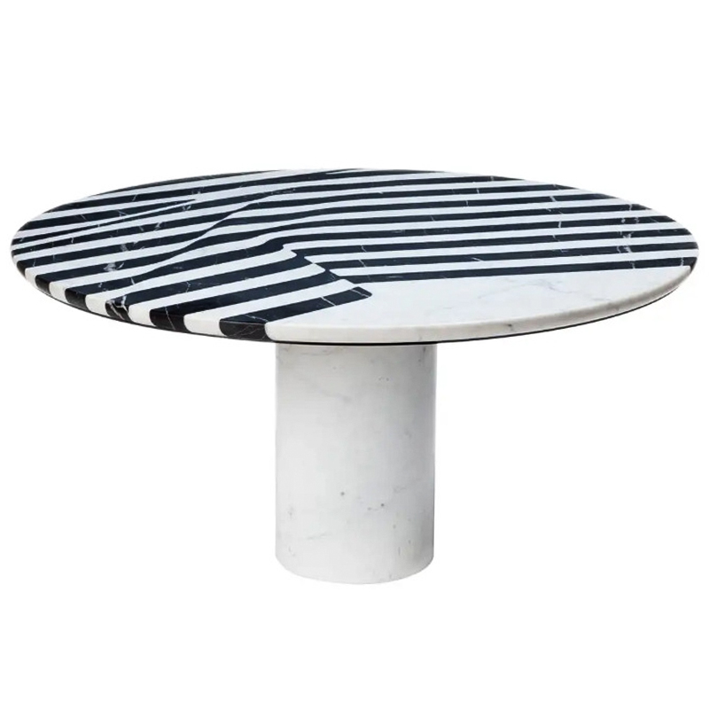 Обеденный стол Safwan Black and White Stripes Dining Table Черно-белый Белый Мрамор Bianco Черный Мрамор Nero в Новосибирске | Loft Concept 