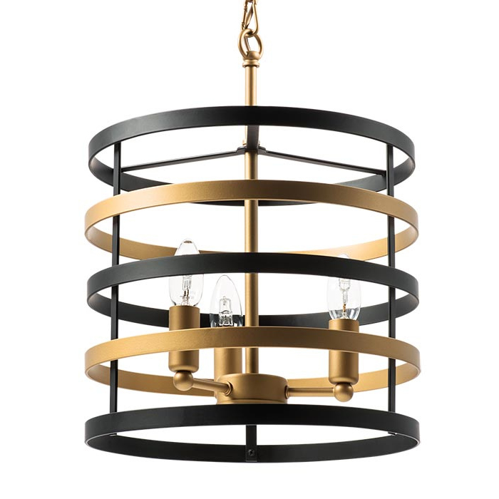 Люстра Gold Stripes Chandelier 3 Черный Золотой в Новосибирске | Loft Concept 