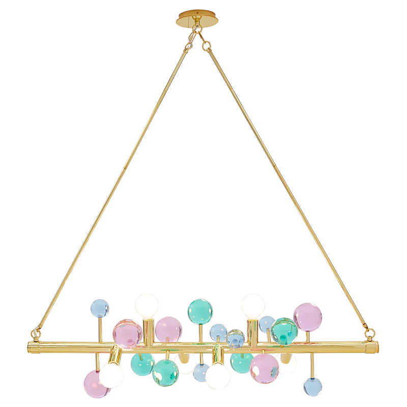 Светильник Jonathan Adler GLOBO SIX-LIGHT LINEAR CHANDELIER Multi Мульти Золотой в Новосибирске | Loft Concept 