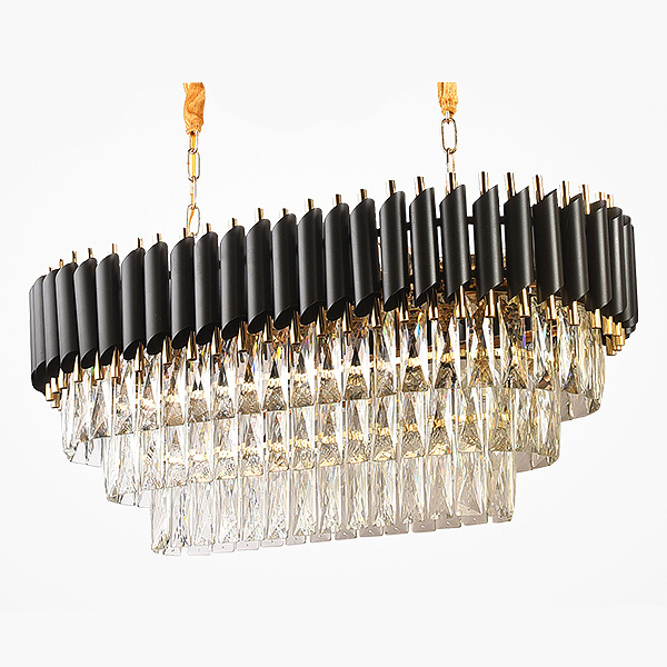 Люстра Empire Black Rectangular Chandelier Crystal Черный Золотой Прозрачный в Новосибирске | Loft Concept 