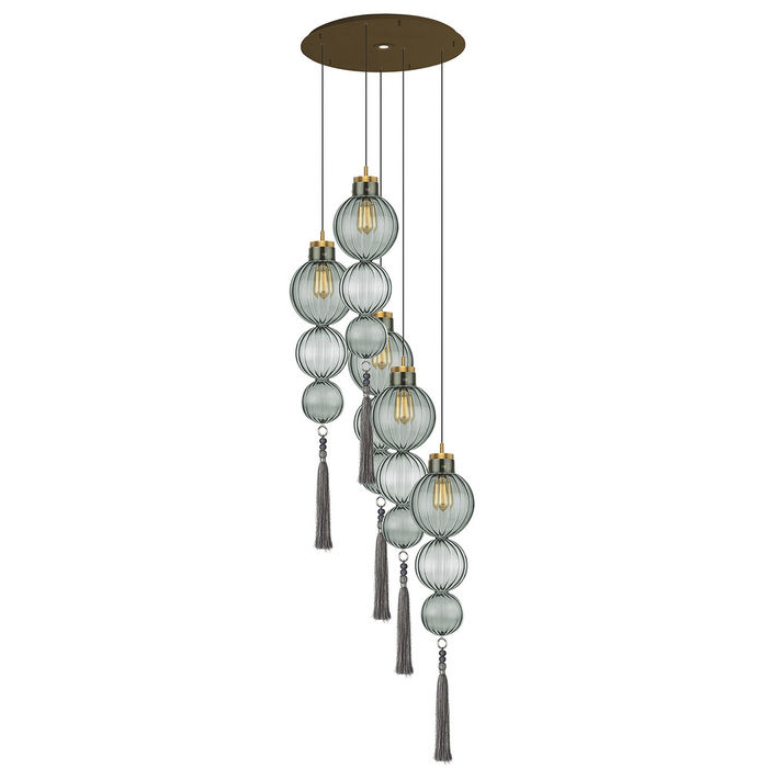 Люстра Heathfield Lighting - Medina Circle 5 Chandelier Хром Латунь Прозрачный Коричневый Голубой в Новосибирске | Loft Concept 