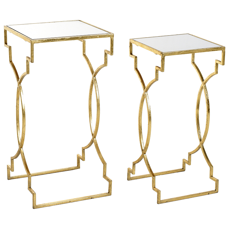 Комплект приставных столов Cowan Side Tables Золотой Прозрачный в Новосибирске | Loft Concept 