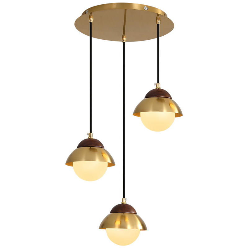 Люстра Roch Wooden Eco Light Chandelier Латунь Коричневый Белый в Новосибирске | Loft Concept 