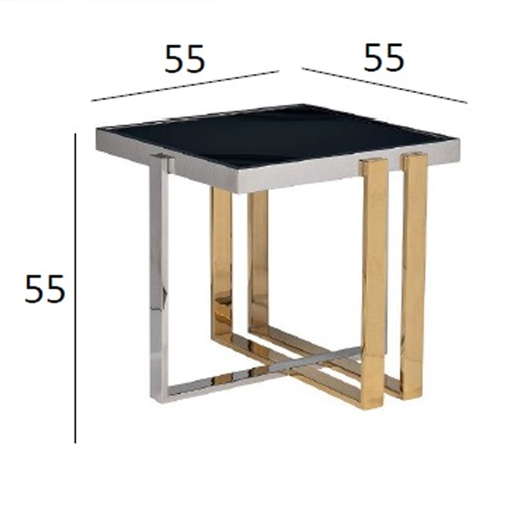 Столик журнальный квадратный с основанием в оттенках хром и золото Harmony Color and Shapes в Новосибирске