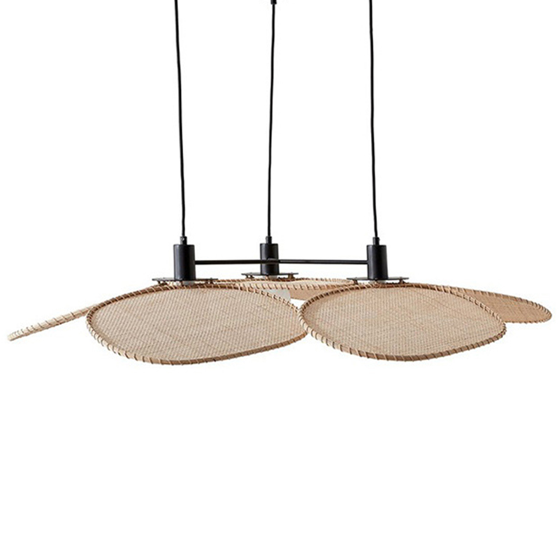 Подвесной светильник Takibi Three Lamp Pendant Бежевый Древесина Черный в Новосибирске | Loft Concept 