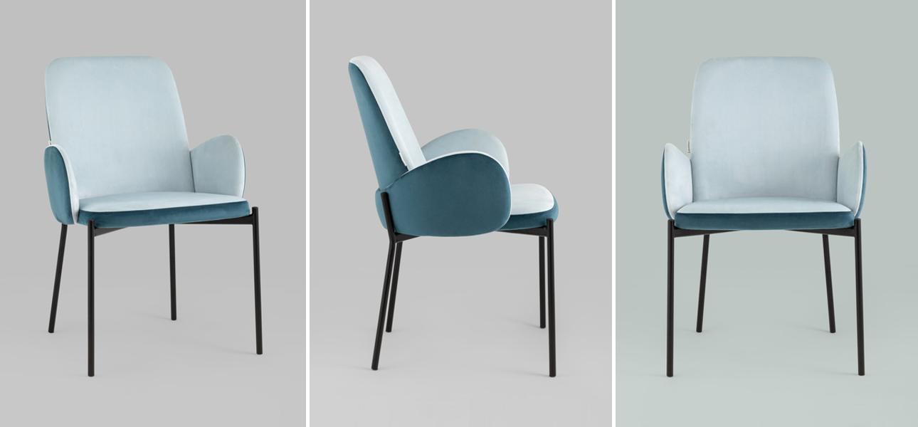 Стул Stanley Голубой Велюр - фото