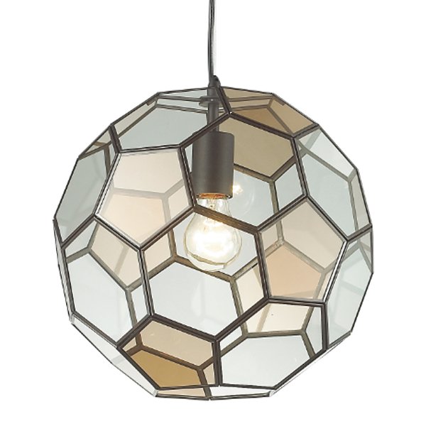 Подвесной светильник Glass & Metal Cage Pendant Globe Multi Прозрачное Стекло Янтарь (Amber) Черный в Новосибирске | Loft Concept 