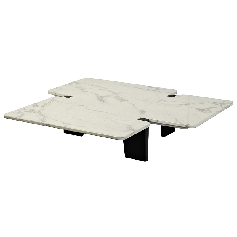 Кофейный стол Lewys Marble Coffee Table Белый Мрамор Bianco Коричневый в Новосибирске | Loft Concept 