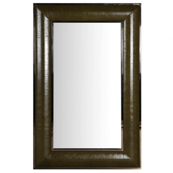 Зеркало настенное Leather Lux Mirror Square Oliva Оливковый в Новосибирске | Loft Concept 