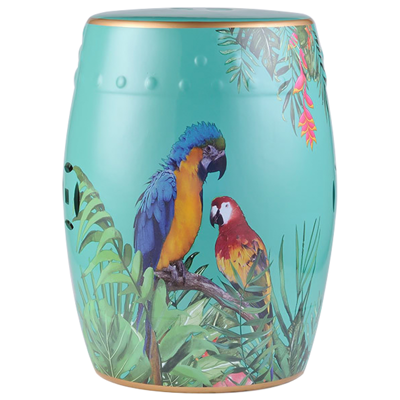 Керамический табурет Parrots Tropical Animal Ceramic Stool Turquoise Бирюзовый Мульти в Новосибирске | Loft Concept 