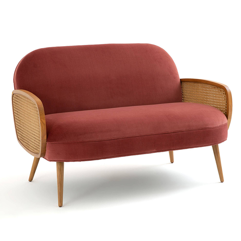 Диван Morten Wicker Crimson Sofa Малиновый Малиновый (Crimson) в Новосибирске | Loft Concept 