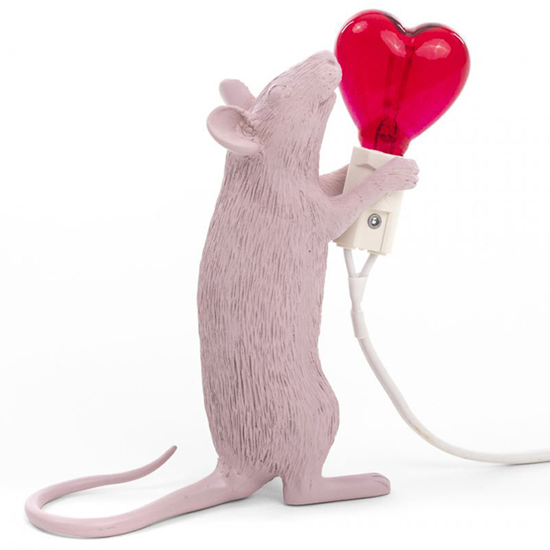 Настольная лампа Seletti Mouse Step Love USB Белый Красный в Новосибирске | Loft Concept 