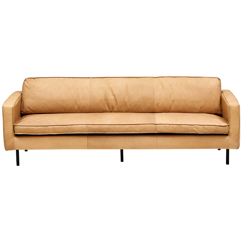 Диван кожаный Adrian Beige Leather Sofa Бежевый Черный в Новосибирске | Loft Concept 